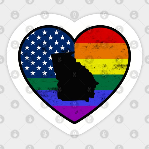 Georgia United States Gay Pride Flag Heart Sticker by TextTees